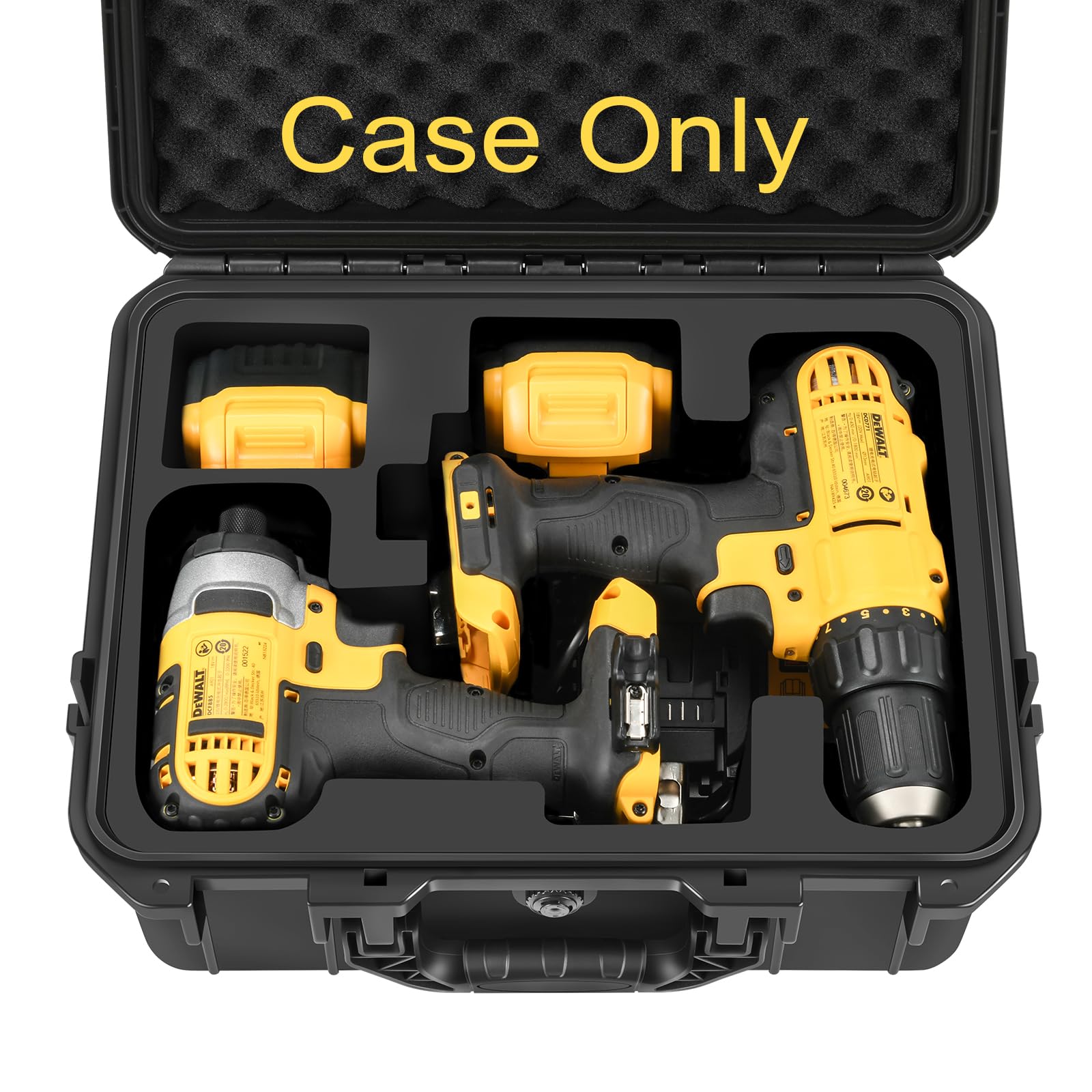 Dewalt 20V Max Cordless Drill & Impact Driver Tool Case - Waterproof Hard Storage Box for Dewalt Atomic Drill Set, Batteries & Charger (Case Only) - Perfect for Job Sites, Construction & DIY Projects