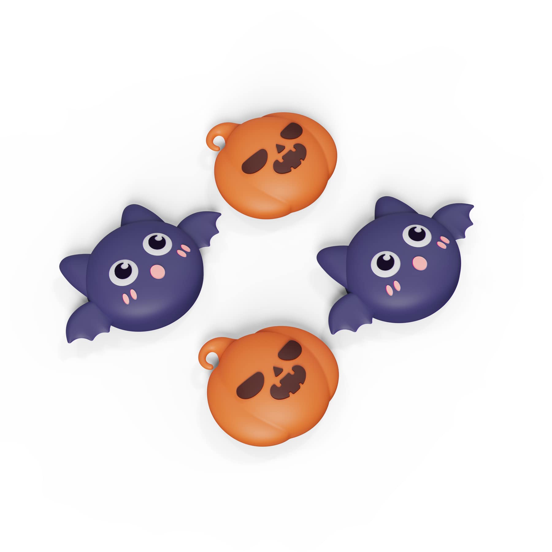 PlayVital Halloween Pumpkin Bat Joystick Caps for Nintendo Switch, Switch Lite & Switch OLED - Analog Thumb Grip Covers for Enhanced Gaming Comfort (Perfect for Halloween Gaming Sessions & Year-Round Play)