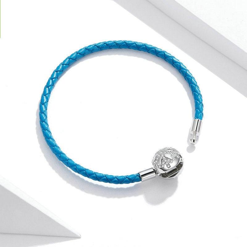 925 Sterling Silver Braided Blue Leather Rope Chain Necklace for Women - Minimalist Dainty Jewelry for Everyday Wear, Layering & Gifts
