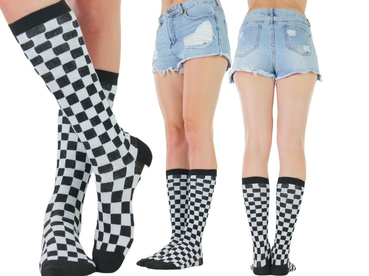 Colorful Patterned Knee High Socks for Women - Fashionable & Comfortable Crew Socks - Perfect for Outfits, Cosplay, and Winter Boots