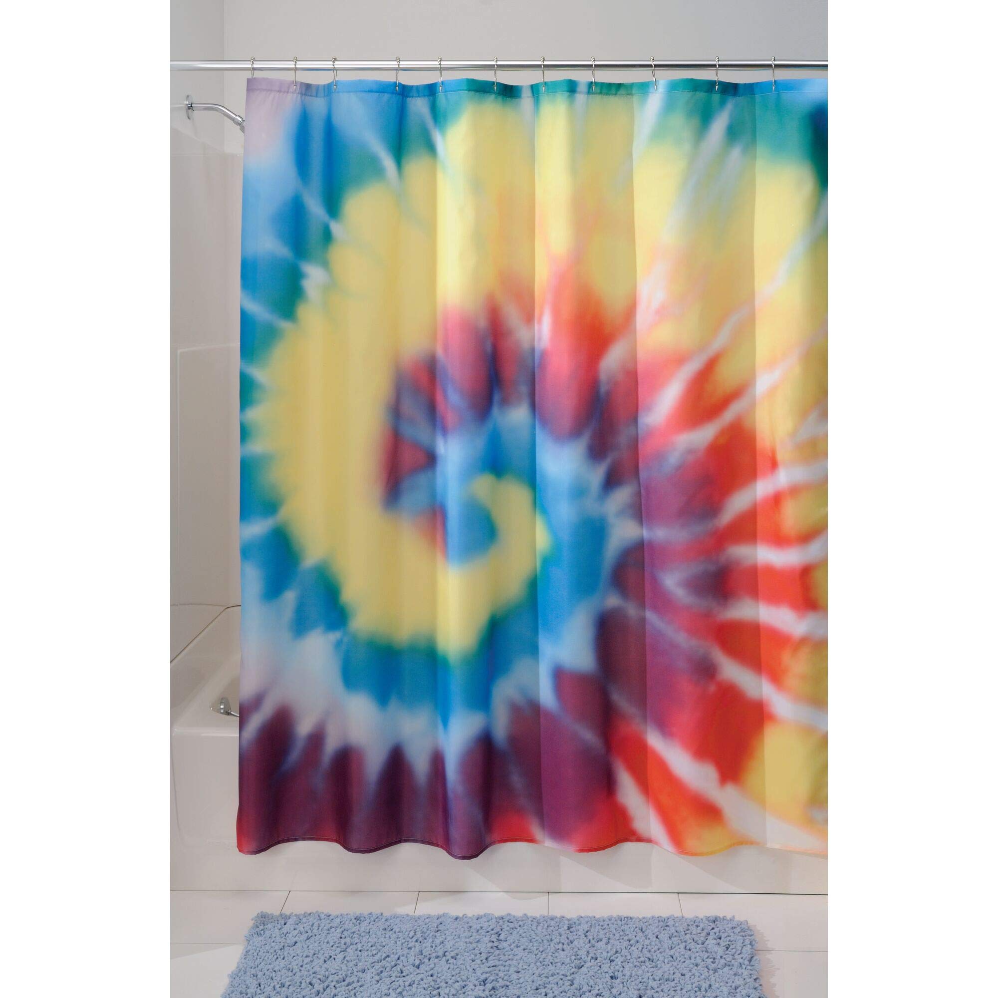 iDesign Tie Dye Shower Curtain - Waterproof Bathroom Decor for Modern Homes | Perfect for Bathrooms, Dorms & Beach Houses