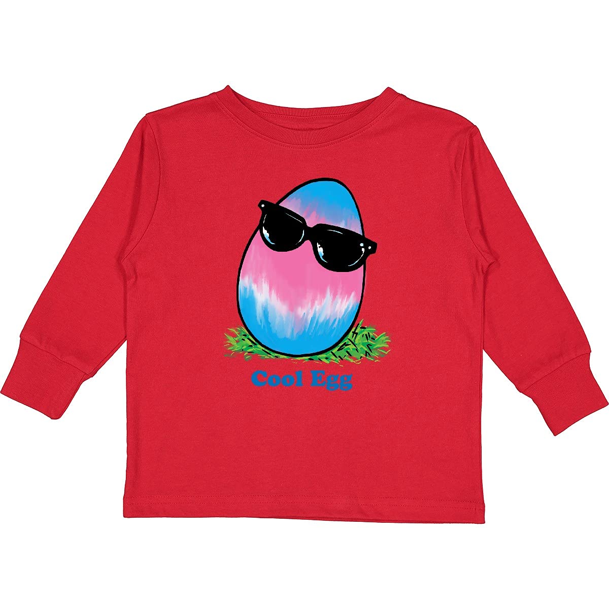 Inktastic Easter Pink and Blue Cool Egg Toddler Long Sleeve T-Shirt - Cute Holiday Outfit for Boys & Girls - Perfect for Easter Egg Hunts, Spring Photos & Family Gatherings