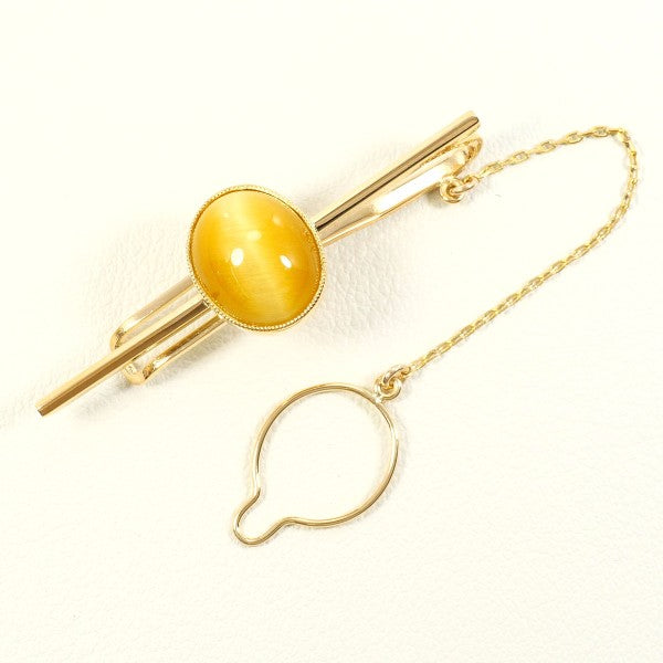 18K Yellow Gold Tiger Eye Tie Pin for Men - Elegant Lapel Pin Jewelry for Formal Wear, Weddings & Business Events
