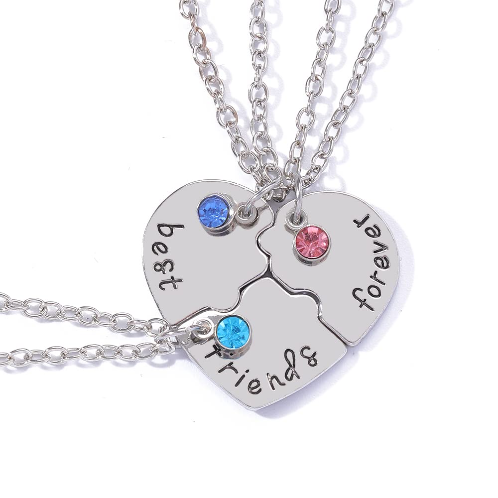 ShiQiao Special BFF Necklace Set for 3 Girls - Best Friend Birthday Gifts for Women - Matching Friendship Jewelry (3 Pieces) - Perfect for Sisterhood, Graduation, and Special Occasions