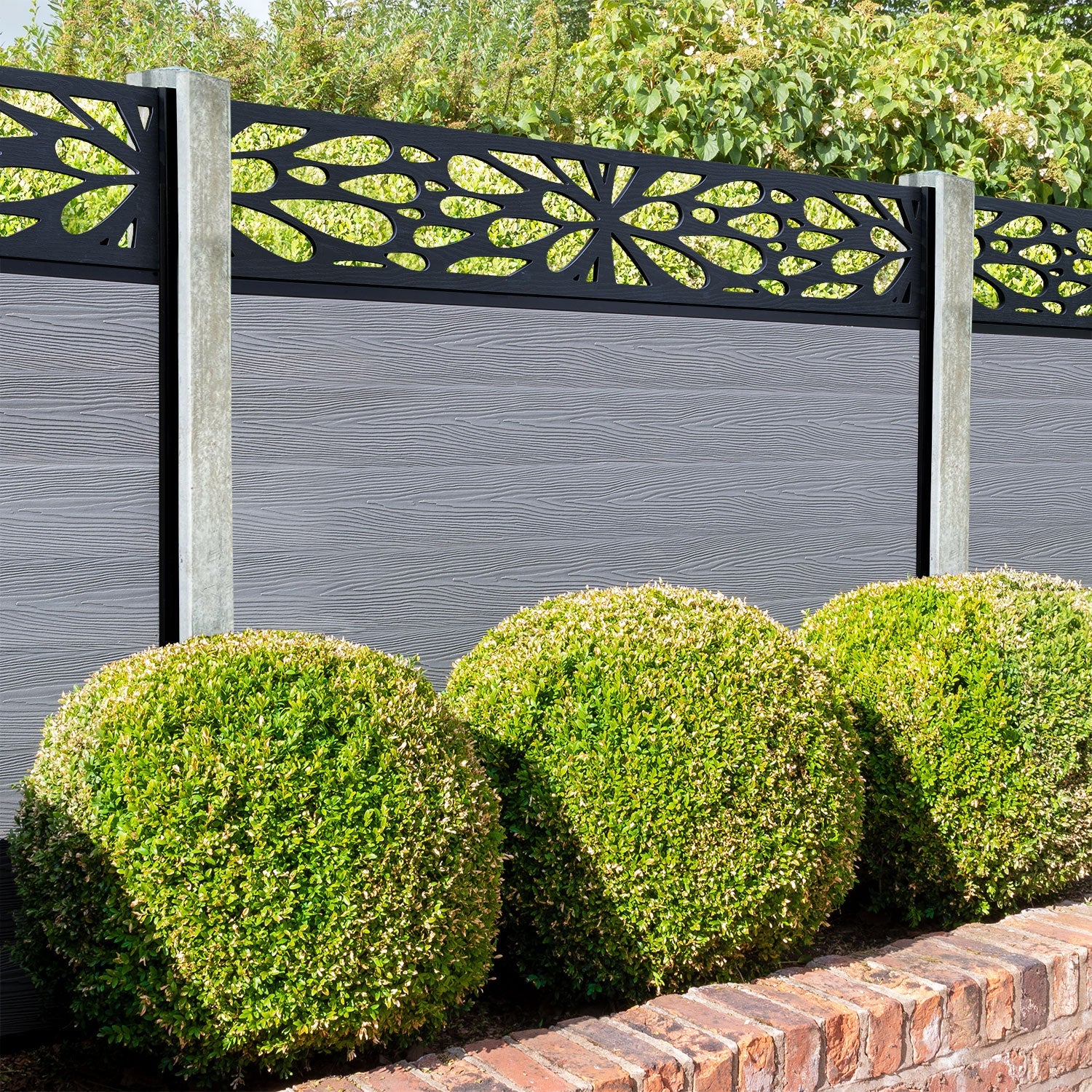 Classic Blossom Fence Panel - Light Grey Vinyl Privacy Fence for Concrete Posts | Durable Outdoor Garden Fencing for Backyard, Patio & Pool Areas