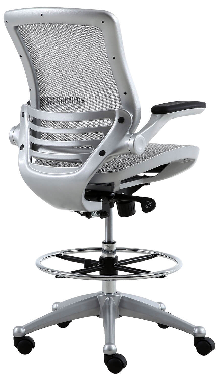 Harwick Evolve All Mesh Heavy Duty Drafting Chair with Platinum Finish [2250D GY] - Ergonomic Office Chair for Architects, Designers & Drafting Professionals