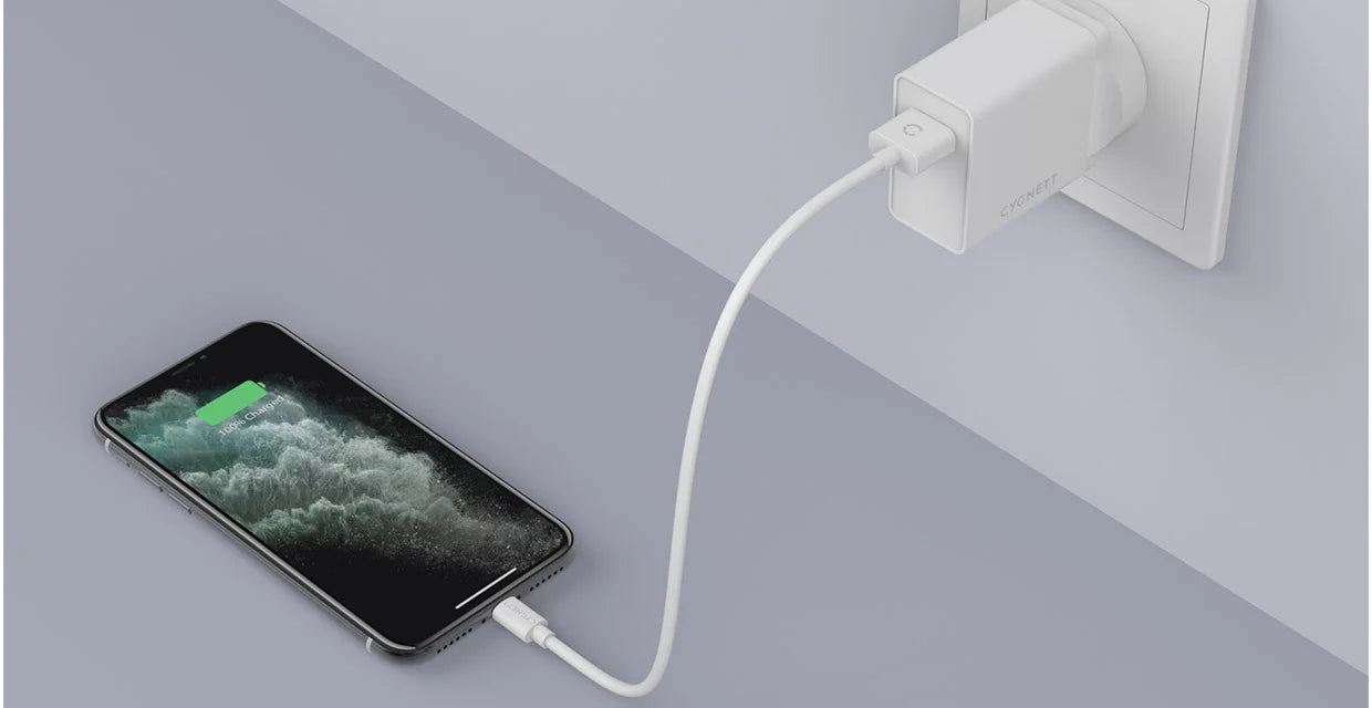 Cygnett POWERPLUS 12W Fast Wall Charger with Lightning to USB A Cable - Perfect for iPhone Charging at Home, Office & Travel