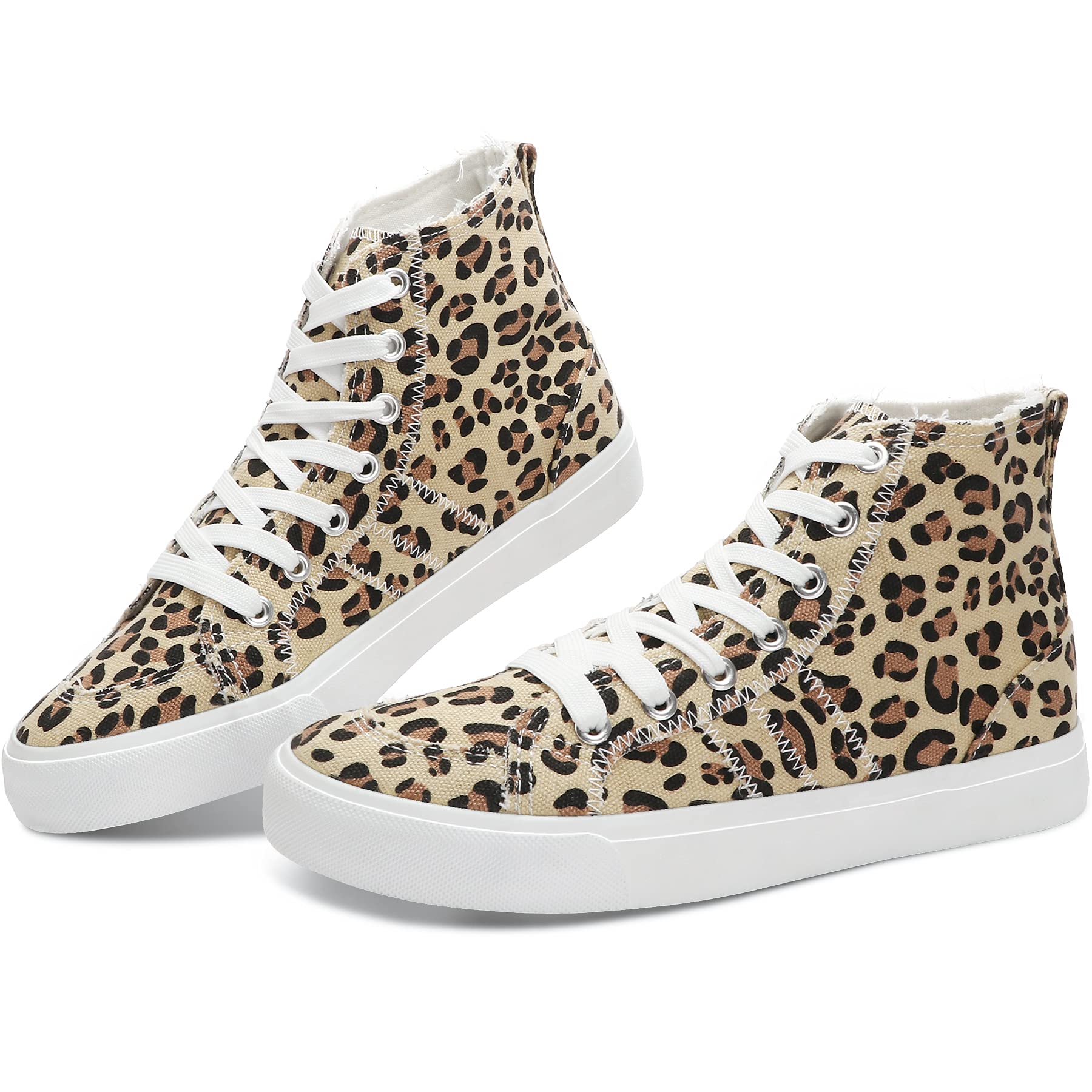 Obtaom Women's High Top Linen Sneakers - Breathable Casual Lace-Up Canvas Shoes for Walking, Fashion Mid-Top Play Sneakers | Perfect for Summer Outfits, Street Style & Everyday Comfort
