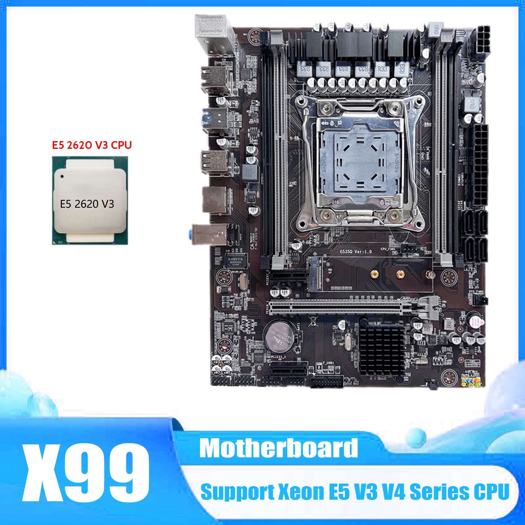 XIDIT X99 Motherboard LGA2011-3 - Supports Xeon E5 V3/V4 CPUs & DDR4 RAM (Includes E5-2620 V3 CPU) - Perfect for Gaming PC Builds, Workstations, and Server Applications