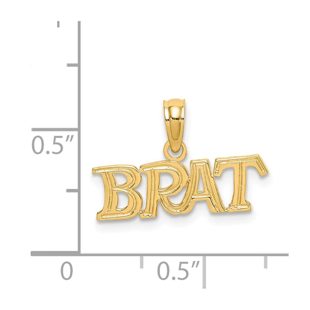 14K Yellow Gold Polished Small Brat Charm Pendant - Elegant Jewelry Gift for Women, Girls - Perfect for Necklaces, Bracelets & Special Occasions