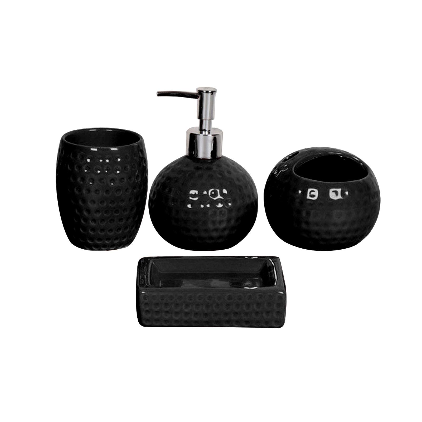 4-Piece Ceramic Bathroom Accessory Set - Soap Dispenser, Toothbrush Holder, Soap Dish & Tumbler Cup - Orange - Complete Bathroom Decor for Modern Homes, Apartments & Guest Bathrooms
