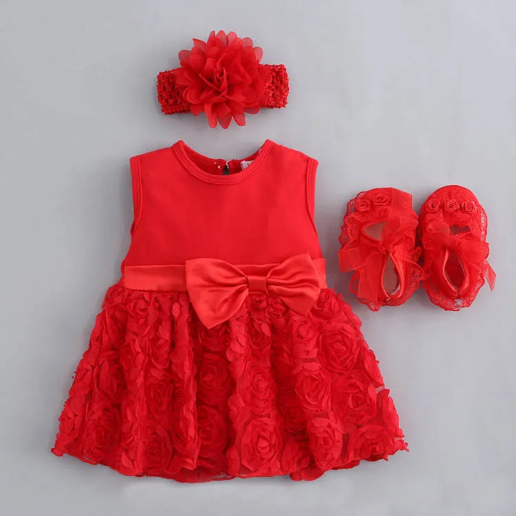 Baby Girls Summer Dress for Newborn & 1-2 Years Old - Wedding, Birthday Party & Christening Outfit with Headband | Perfect for Special Occasions & Photo Shoots