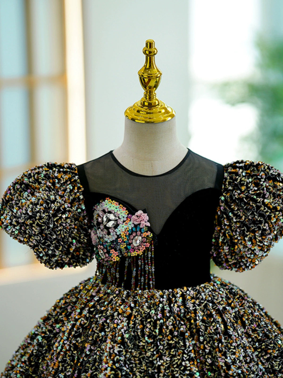 Elegant Black Sequins Pageant Dress for Baby Girls - Princess Birthday Party Gown | Perfect for Pageants, Birthday Parties, and Special Occasions