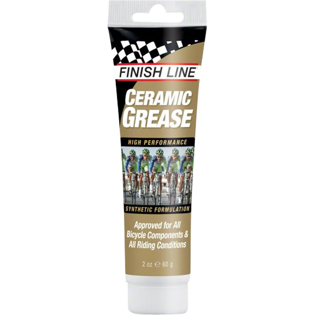 Finish Line Ceramic Grease 2 oz Tube - Clear Non-Staining Teflon Lubricant for Bicycle Chains, Bearings & Pedals - Ideal for Cycling, Motorcycles & Outdoor Equipment Maintenance