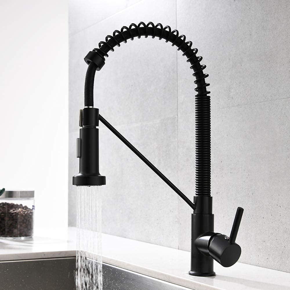 InArt Kitchen Sink Mixer - 360° Swivel Pull-Down Sprayer Faucet with Dual Flow Technology, Matte Black Finish (KSF025), Solid Brass Construction - Perfect for Modern Kitchens & Easy Dishwashing