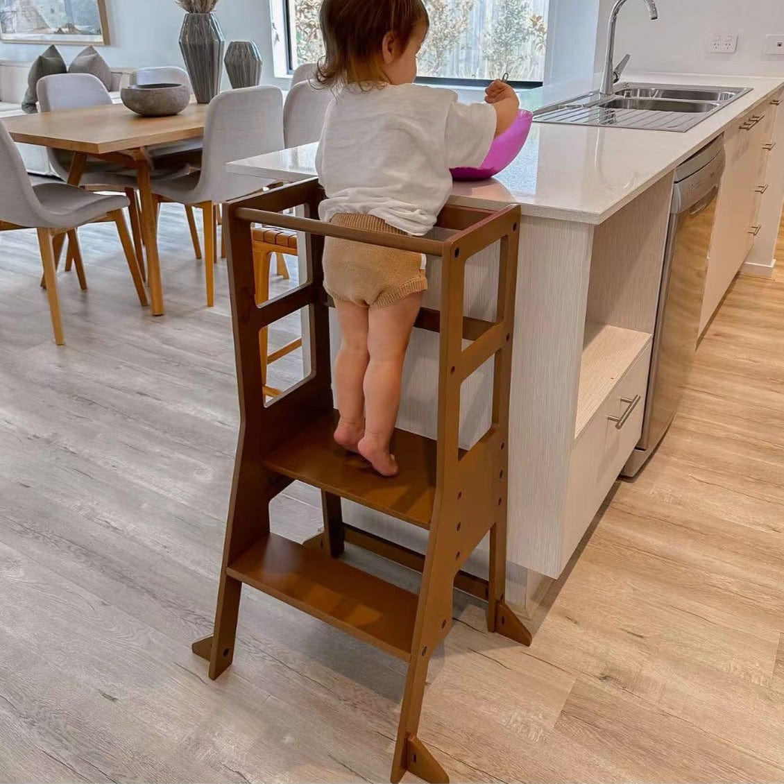 JALA Deluxe Adjustable Wooden Learning Tower for Toddlers - Safe Kitchen Step Stool Helper for Kids Cooking & Baking - Perfect Montessori Educational Tool for Home & Preschool Use