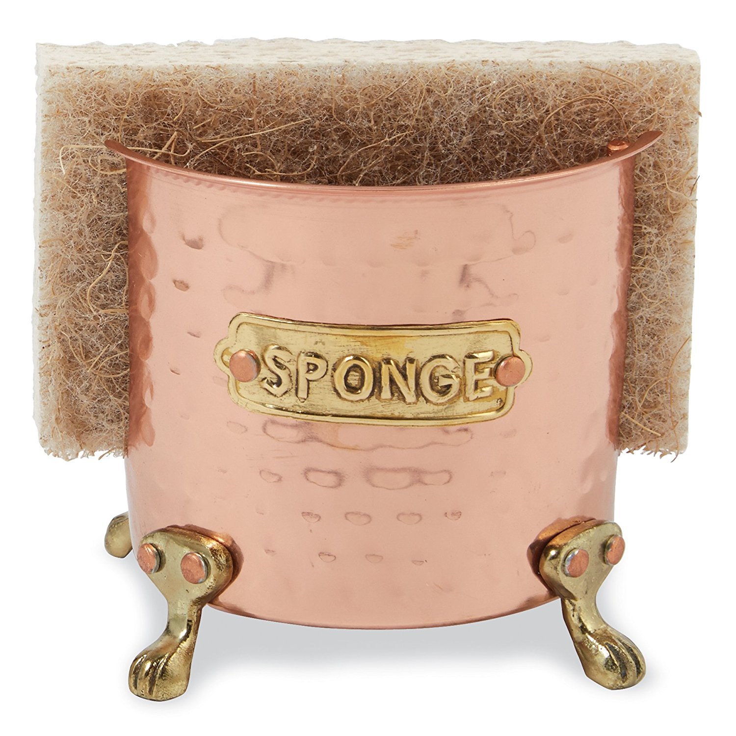 Mud Pie Kitchen Sponge Holder Caddy in Copper - Stylish Countertop Organizer for Sponges, Brushes & Cleaning Supplies | Perfect for Sink, Dishwashing & Kitchen Organization