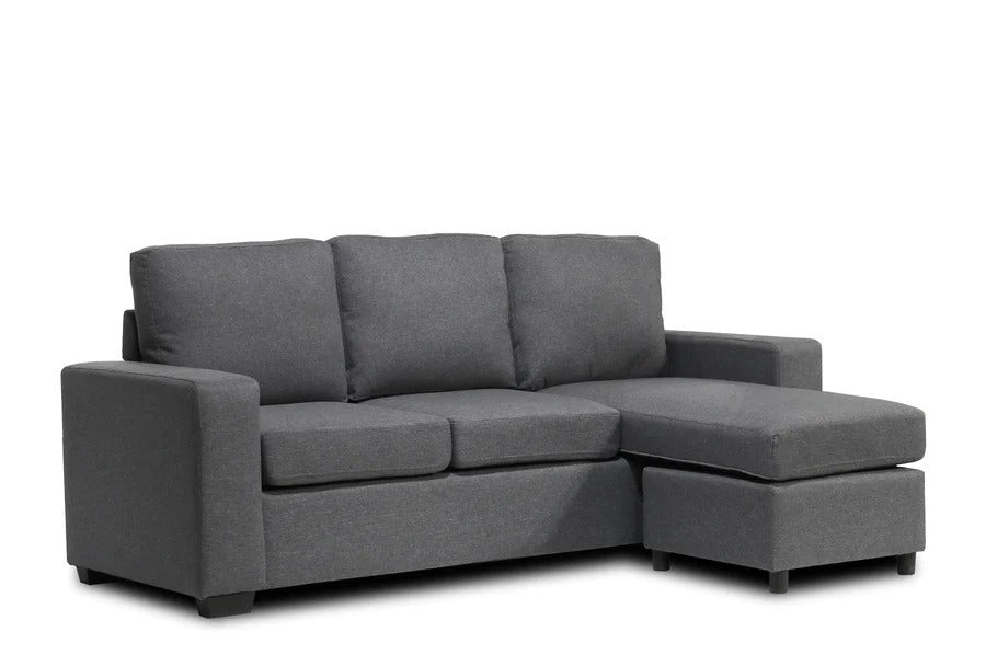 Reversible Grey Fabric Sectional Sofa - Modern L-Shaped Couch for Living Room, Family Room & Home Theater Comfort