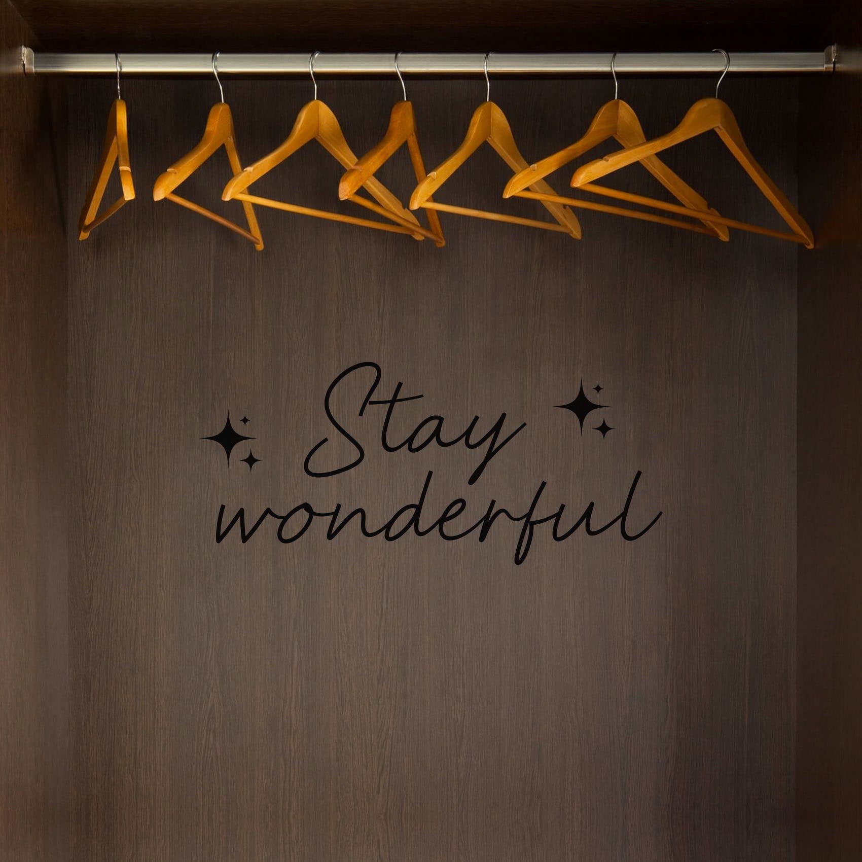 Stay Wonderful - 4x10 Inch Vinyl Wall Art Decal Sticker for Closet Organization | Wardrobe, Dresser & Cabinet Label Signage | Home Decor for Dressing Room & Closet Areas | Perfect for Bedroom, Nursery & Walk-in Closets