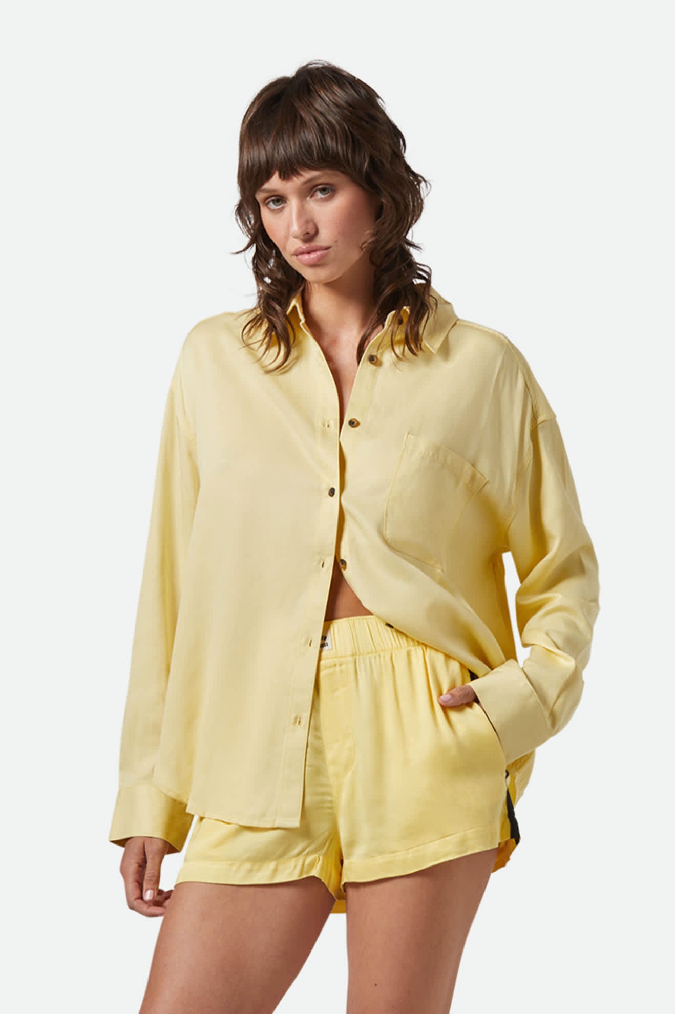 East Side Boxy Long Sleeve Button Down Shirt in Panna Cotta | Casual Office Wear & Layering Essential