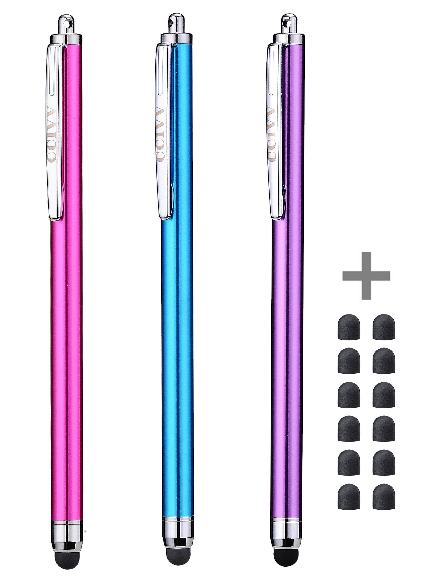 Stylus Pens for Touch Screens - iPad, iPhone, Kindle Fire (Pink/Purple/Aqua Blue) - Perfect for Drawing, Note-Taking & Digital Art