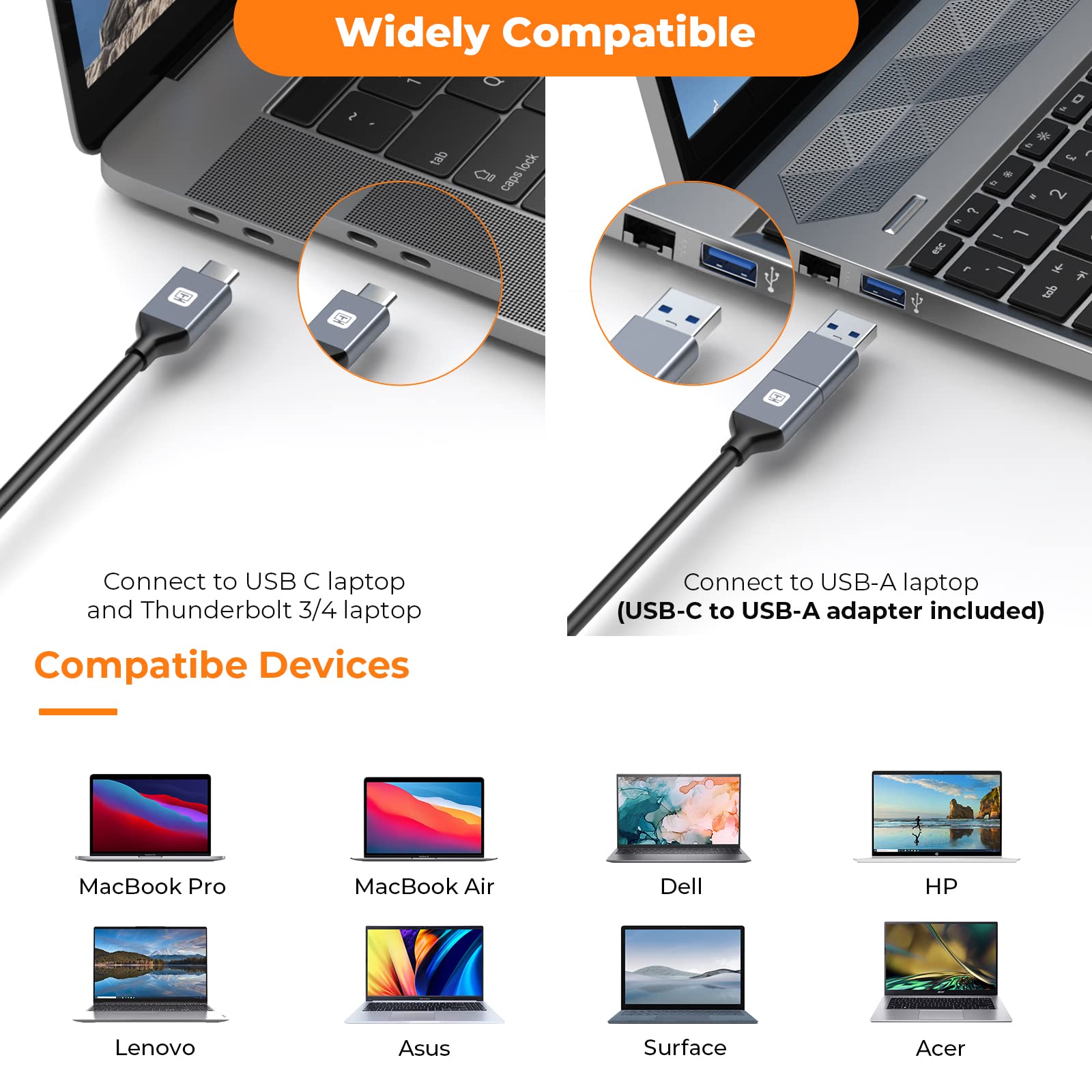 TobenONE Universal Docking Station for MacBook & Windows - Dual 4K@60Hz HDMI & DisplayPort, 65W Power Delivery, 7 USB Ports, USB-C 3.1, Ethernet, SD/TF Card Reader - Perfect for Home Office, Gaming & Multi-Monitor Setup