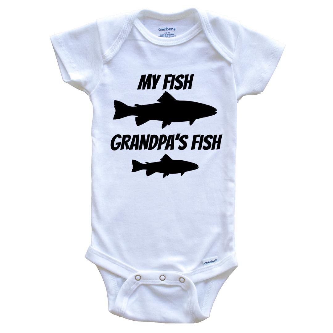 My Fish Grandpa's One Piece Fishing Baby Bodysuit - Cute Grandson Outfit for Fishing Trips & Family Photos