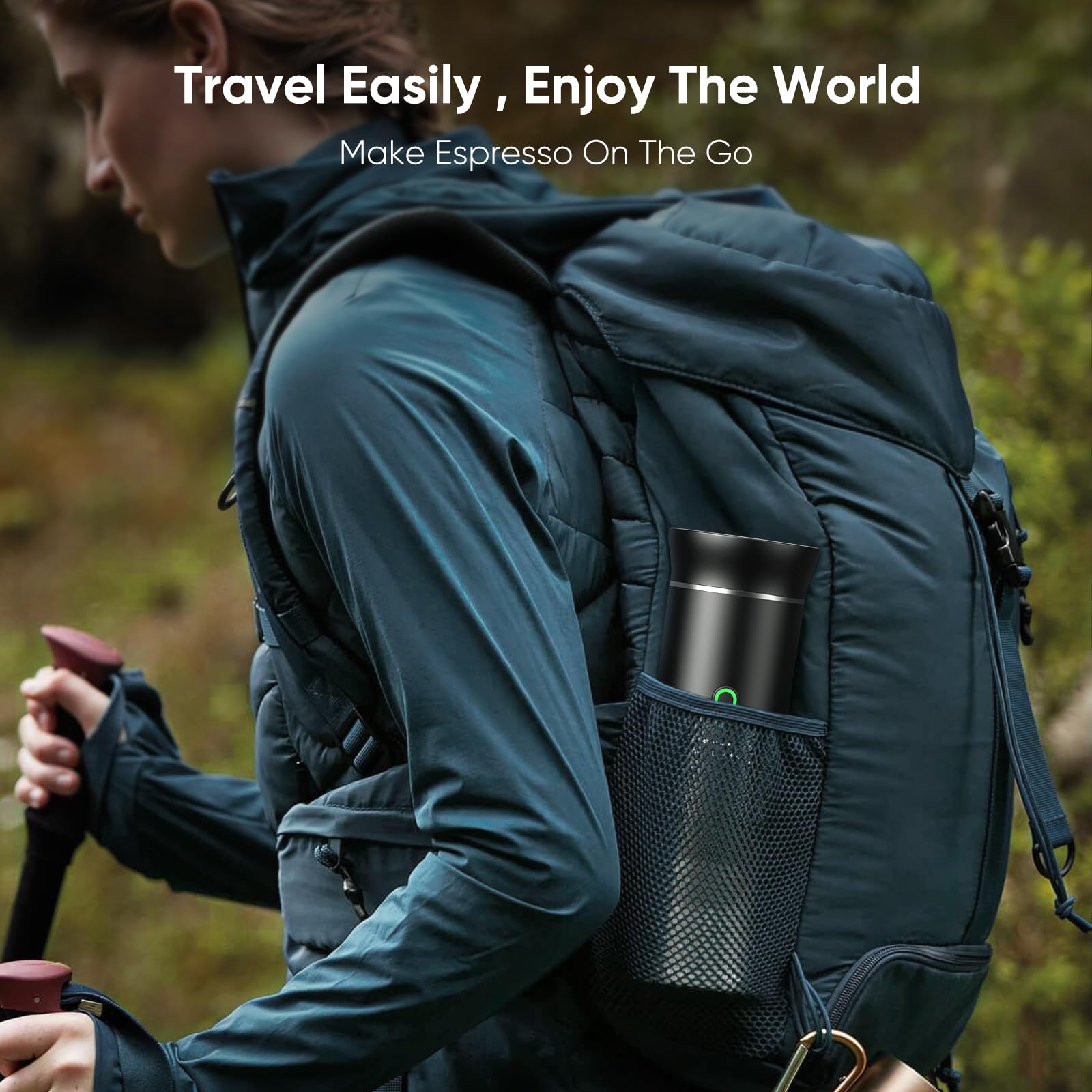 Portable Espresso Maker - USB-C Travel Coffee Machine for Camping, Hiking & RV | Self-Heating Car Coffee Maker Compatible with Ground Coffee & Nespresso Capsules | Perfect for Outdoor Adventures, Road Trips & Home Use