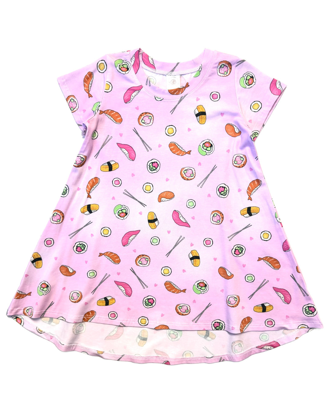 Elegant Sushi Print SS Dress - Stylish Short Sleeve Floral Kimono Dress for Women | Perfect for Summer Outfits, Beach Vacations & Japanese-Themed Parties