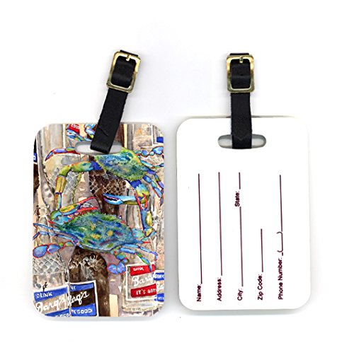 Caroline's Treasures Blue Crab Barq's Root Beer Luggage Tags - Large Multicolor Travel Accessories for Beach Trips & Summer Vacations