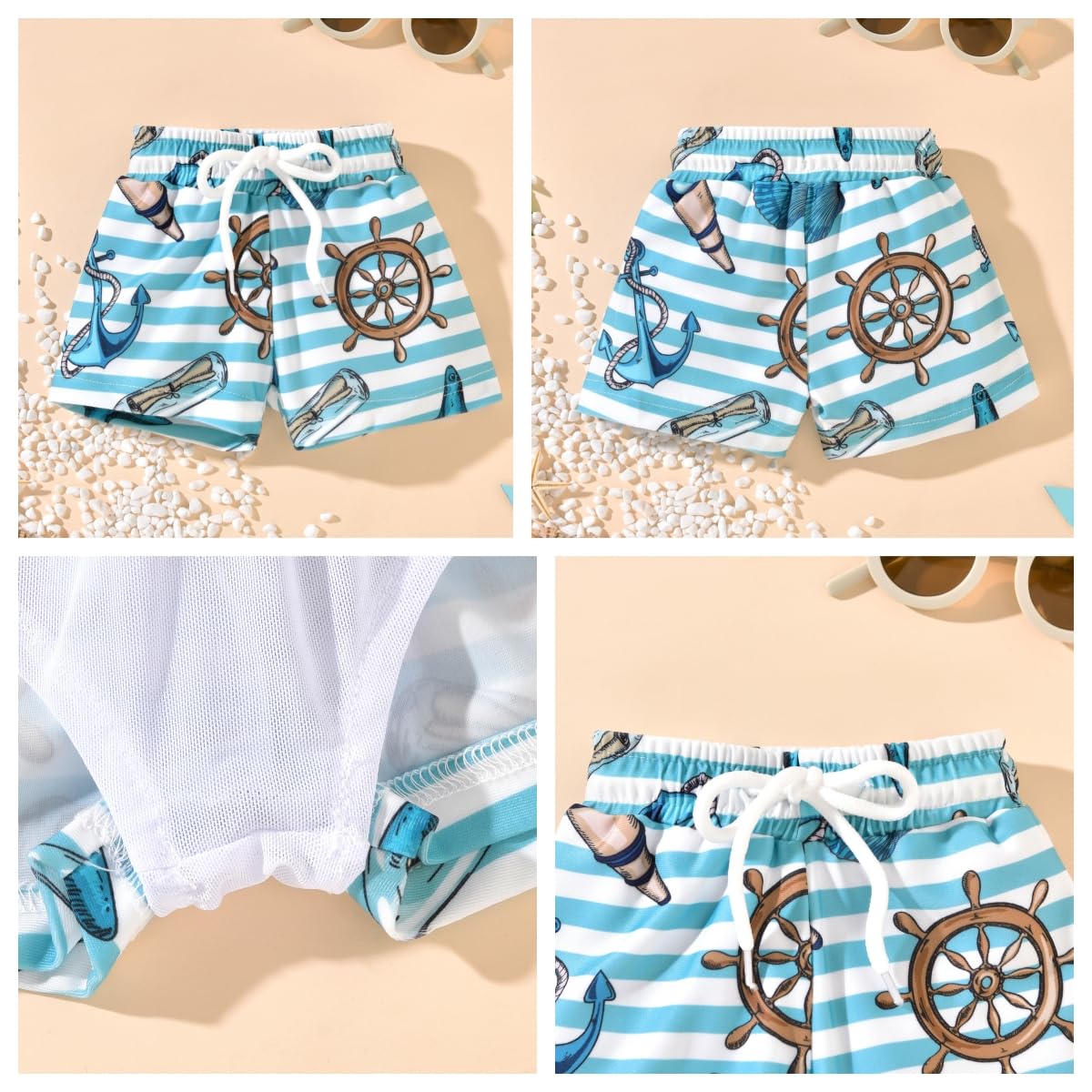 Fioukiay Baby Boy Swim Trunks - Toddler & Infant Boys' Swimsuit with UPF Protection | Perfect for Beach, Pool & Summer Water Play