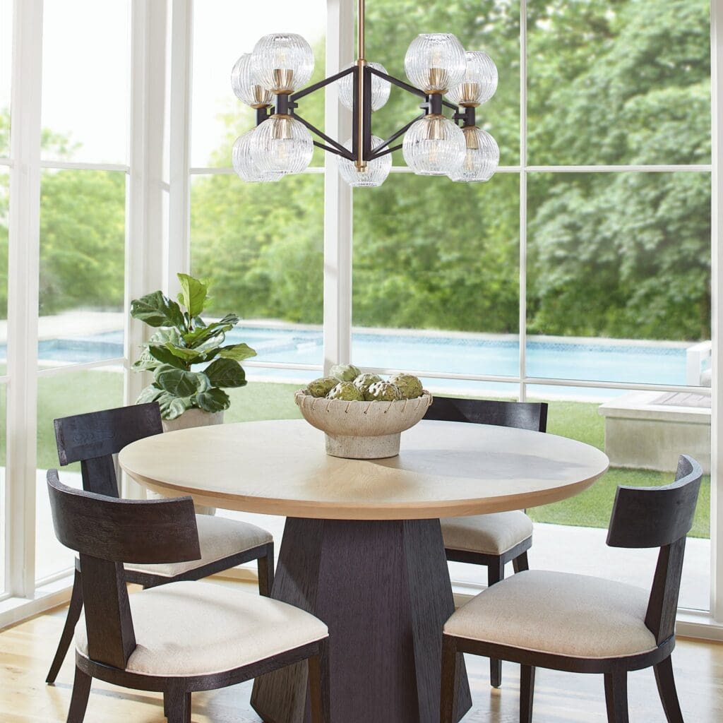 Cyan Design 10965 Helios Chandelier - Black & Aged Brass Small Modern Ceiling Light Fixture for Dining Room, Bedroom, or Entryway