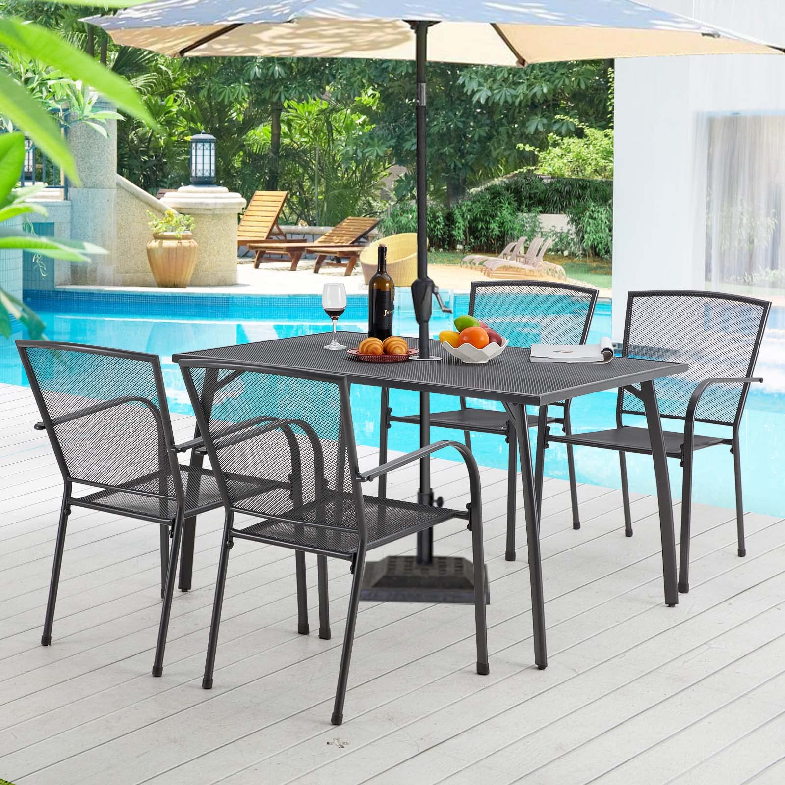 **AECOJOY 5-Piece Outdoor Dining Set - Patio Table & 4 Chairs with 1.73
