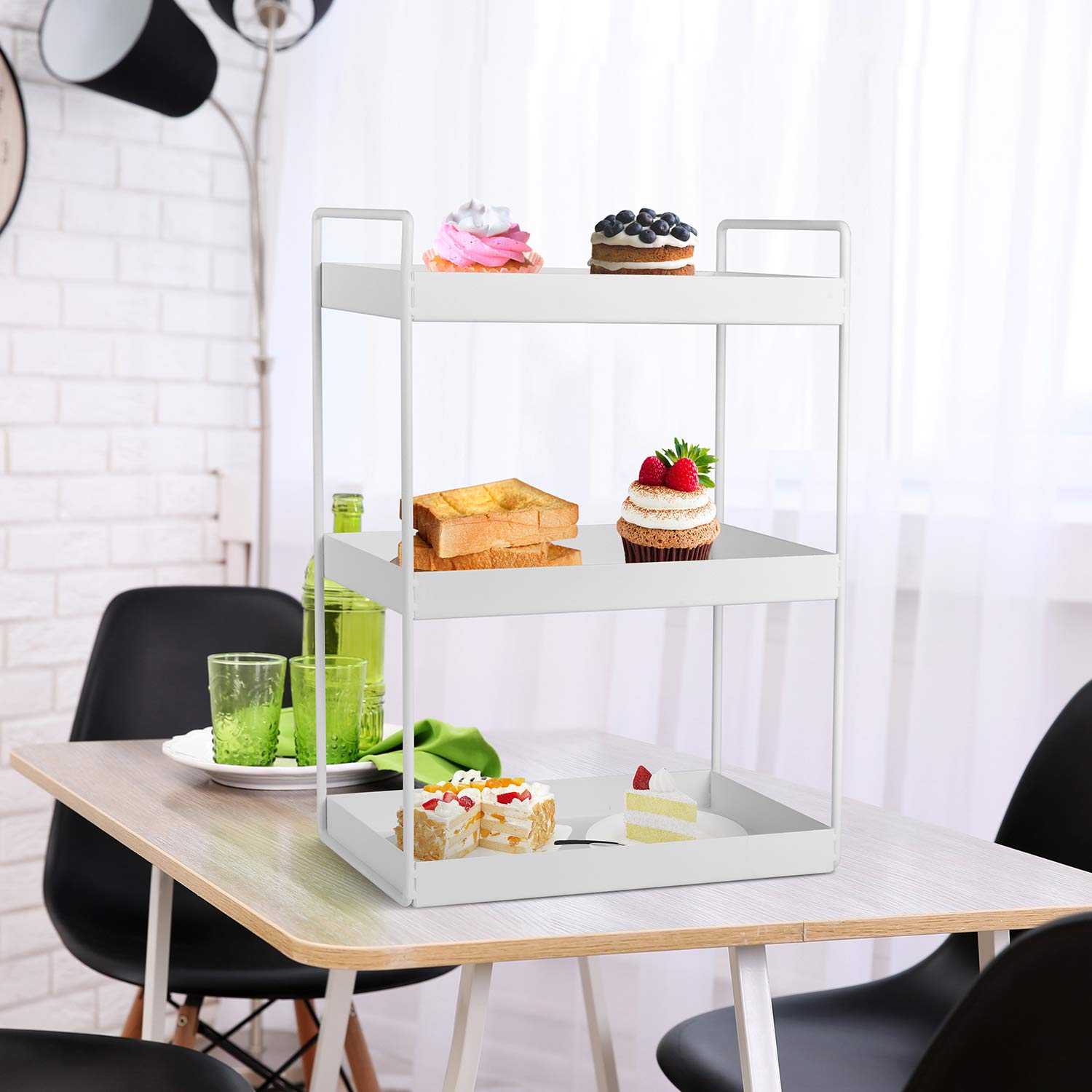3-Tier White Bathroom Countertop Organizer - Vanity Tray for Makeup & Cosmetic Storage, Kitchen Spice Rack Standing Shelf | Perfect for Bathroom Vanity, Bedroom Dresser & Kitchen Counter Organization