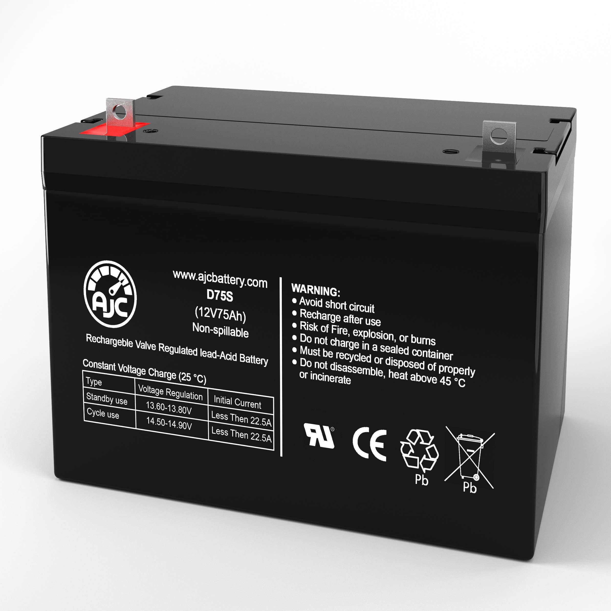 AJC 12V 75Ah Deep Cycle Battery - Compatible with Tripp Lite PowerVerter RV Inverter-Charger & UPS Systems - Perfect for RV Camping, Marine Use, and Emergency Power Backup