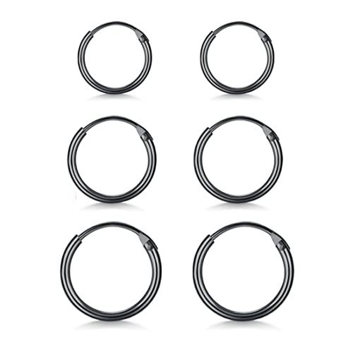 3 Pairs(8/10/12mm)-Black