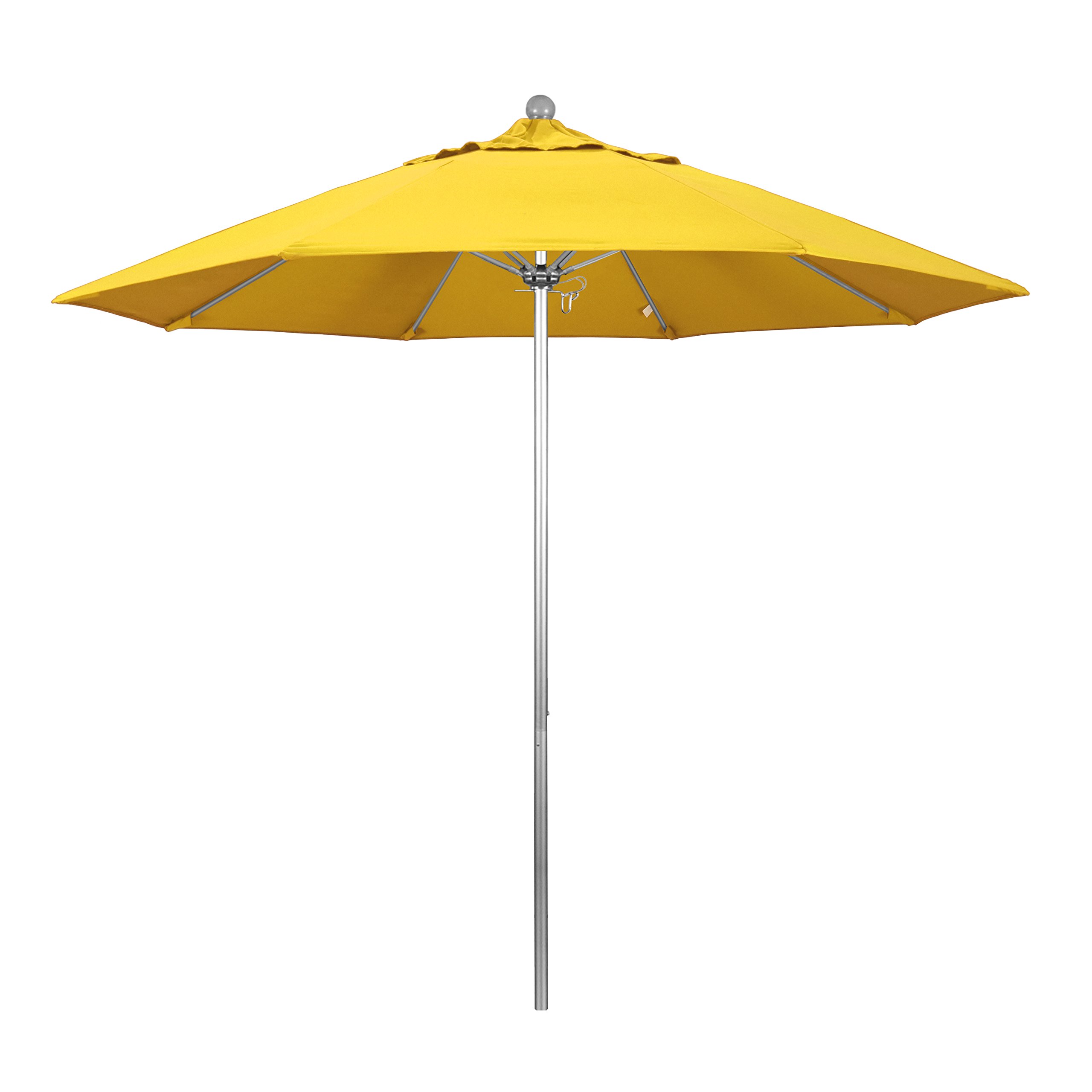 California Umbrella 9' Round Outdoor Patio Umbrella - Aluminum/Fiberglass Frame with Push Button Open, Silver Pole & Durable Olefin Fabric - Perfect for Poolside, Backyard, and Garden Relaxation