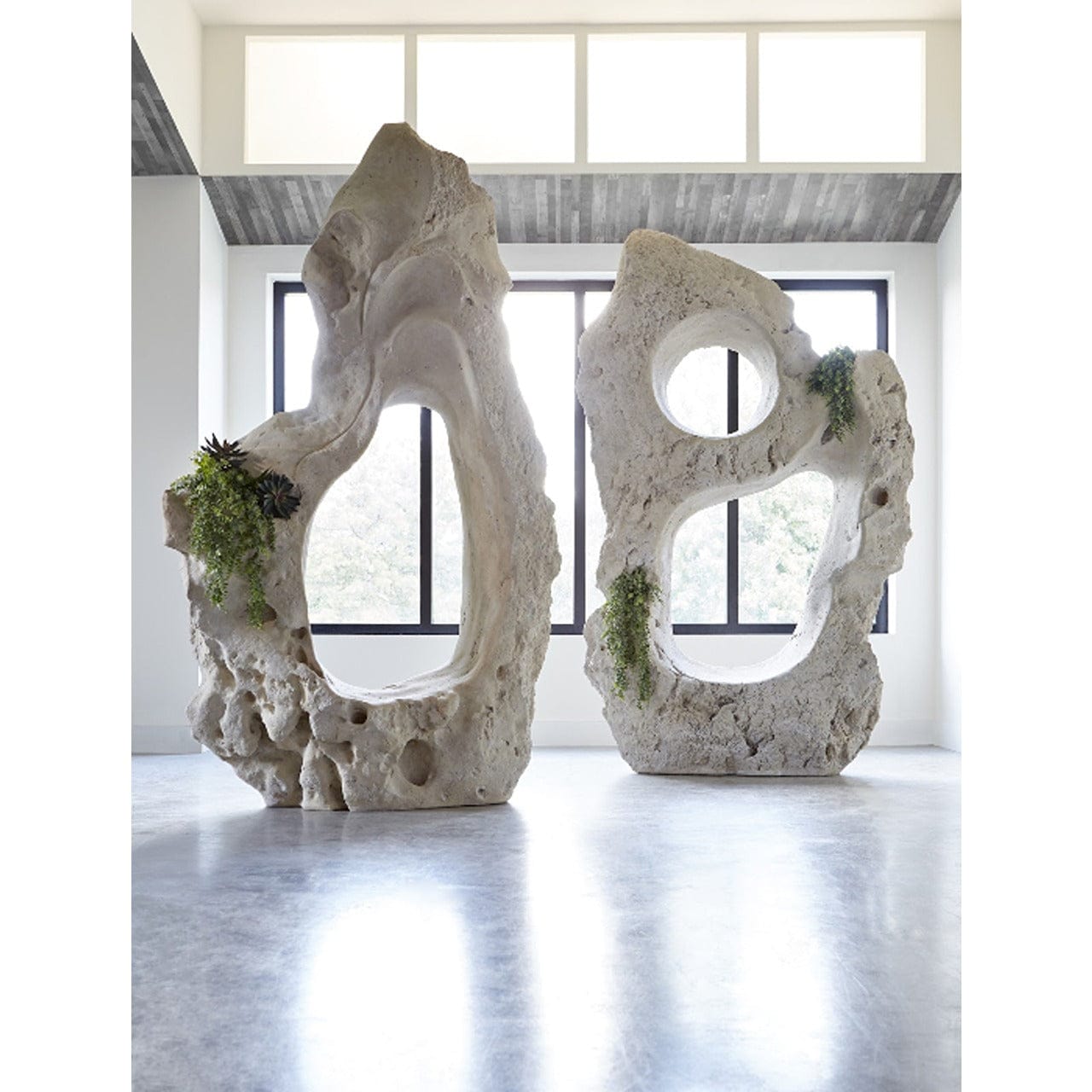 Large Cast Stone Single Hole Garden Sculpture - Perfect for Outdoor Decor, Landscaping, and Zen Garden Accents