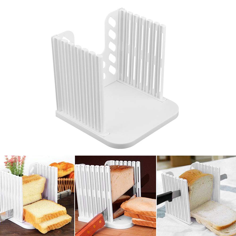 Alvinlite Foldable Bread Slicer Guide - Perfect for Homemade Bread, Loaves & Bagels - Stainless Steel Toast Cutter with Measurement Marks - Essential Kitchen Baking Tool for Perfect Slices Every Time (Ideal for Sandwiches, French Toast & Breakfast Prep)