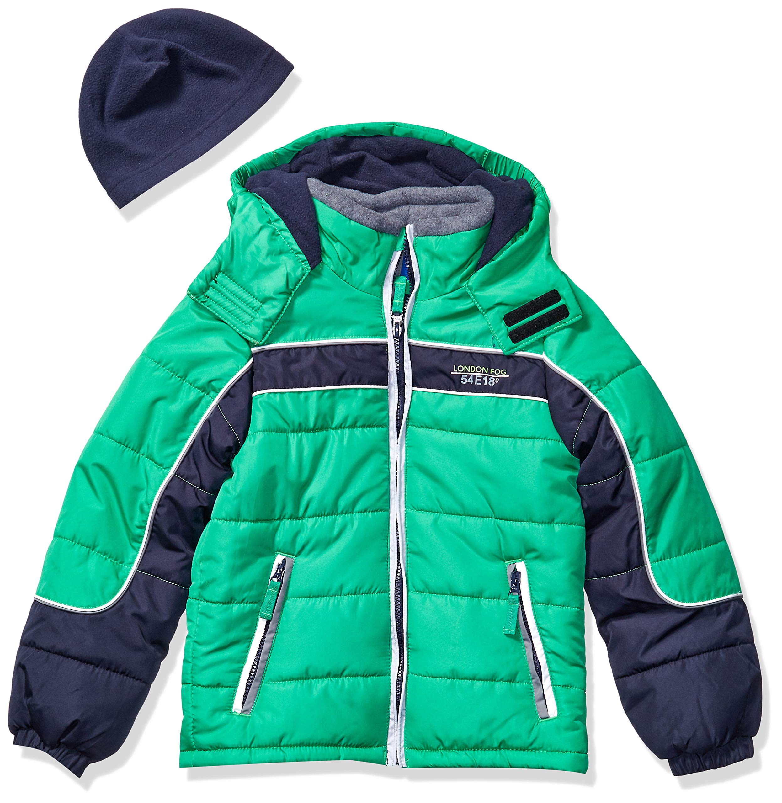 London Fog Boys' Puffer Jacket with Hat - Warm Winter Coat for Kids