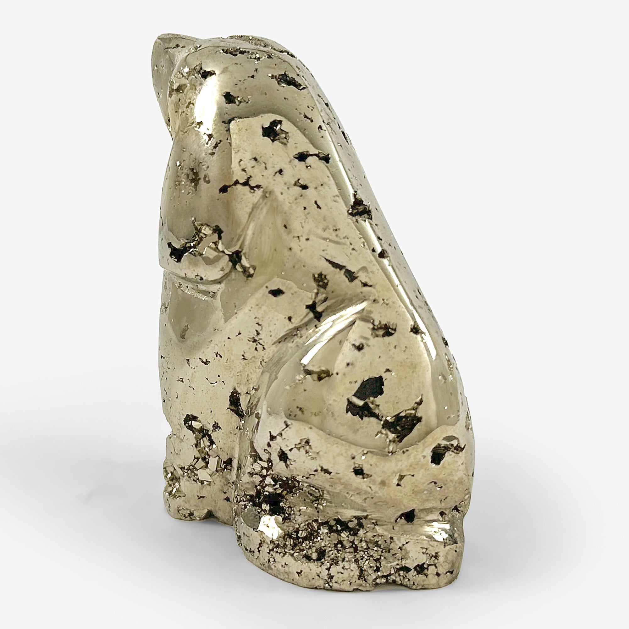 Hand Carved Pyrite Dog Gemstone Animal Carving - Natural Healing Crystal for Home Decor, Office Desk Display, Feng Shui Gift & Spiritual Collection