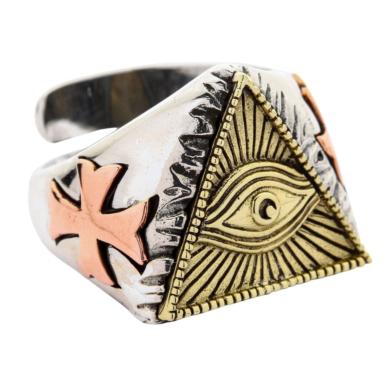 Eye of Providence Brass Sterling Silver Ring - Unique Symbolic Jewelry for Men & Women - Perfect for Spiritual Protection & Fashion Accessories