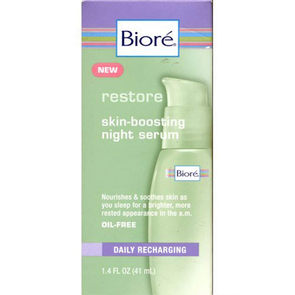 Biore Skin Boosting Night Serum 1.4 fl oz (41 ml) - Hydrating & Anti-Aging Face Serum for Glowing Skin | Perfect for Nighttime Skincare Routine & Dry Skin Care