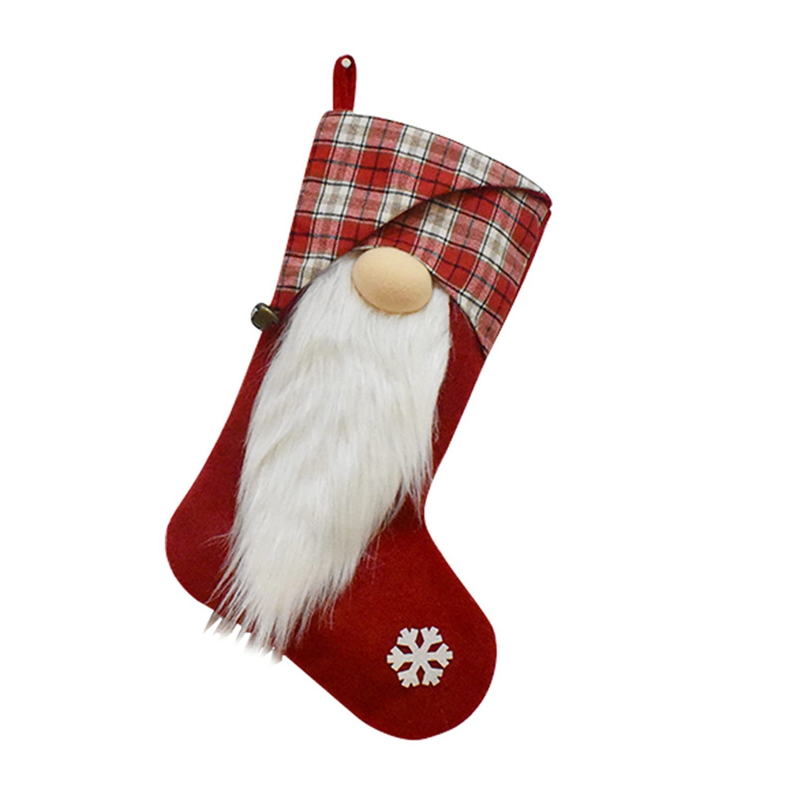 LPAYOK 18 Inch Christmas Stockings Set of 2 - Large Plush 3D Faceless Doll Plaid Holiday Stockings for Xmas Decorations | Perfect for Fireplace Mantel, Holiday Party & Festive Home Decor