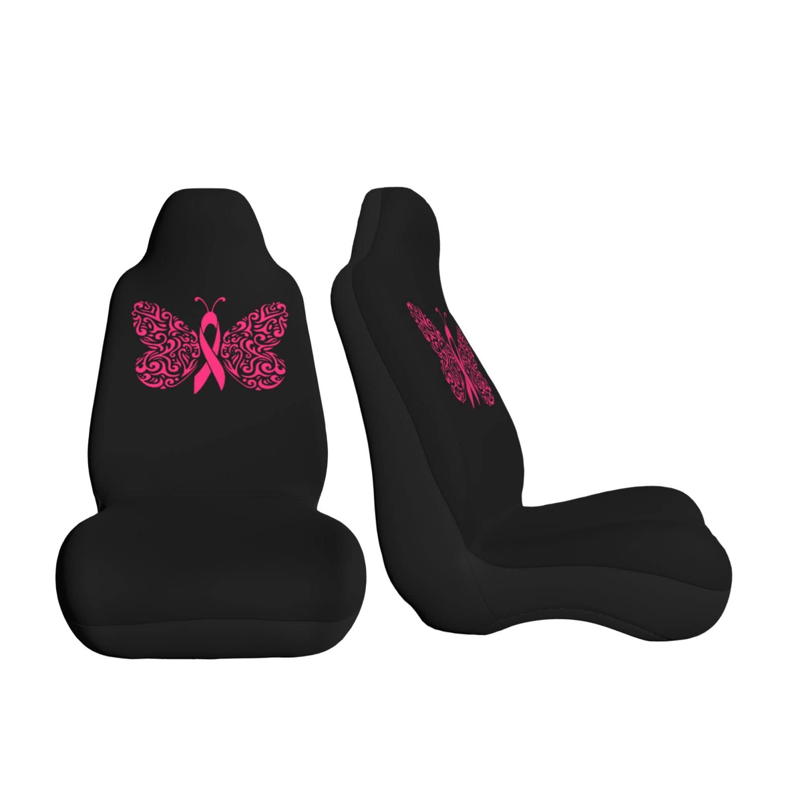 Butterfly Lung Cancer Awareness Car Seat Covers - 2 Piece Set for Most Vehicles | Soft & Durable Seat Protectors for Cars, Trucks & SUVs | Show Support for Cancer Survivors & Patients