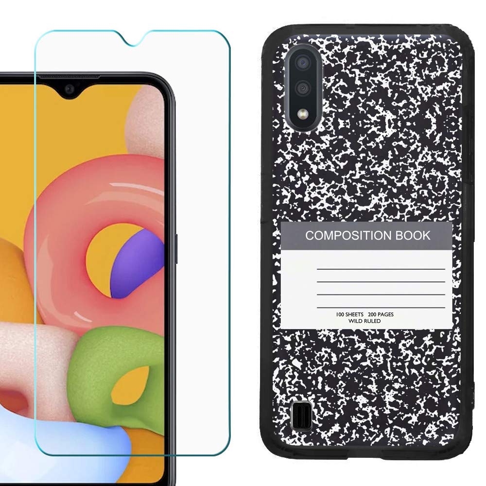 OneToughShield Slim-Fit TPU Phone Case for Samsung Galaxy A01 - Black | Shockproof Protective Cover with Tempered Glass Screen Protector | Perfect for Work, Travel & Everyday Use