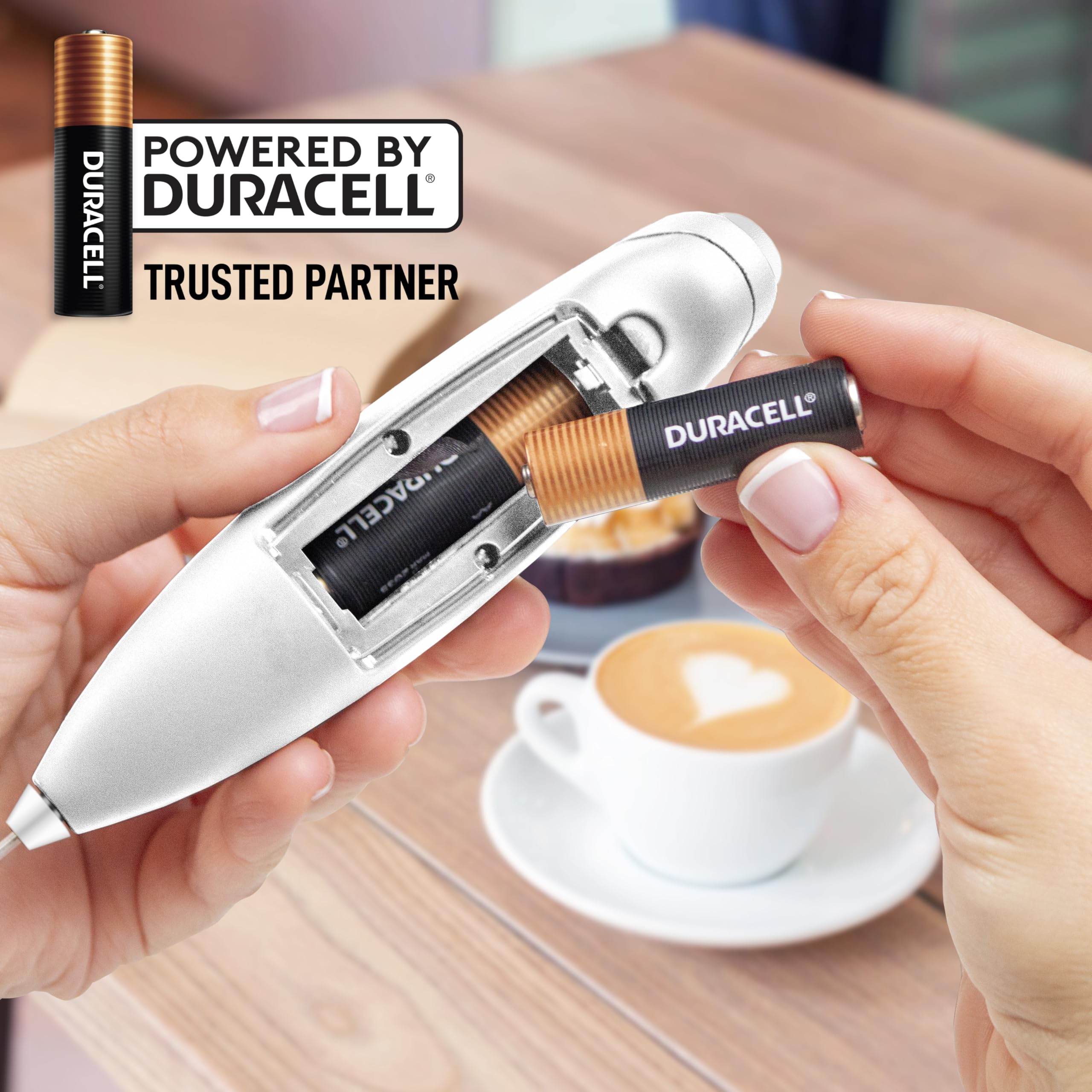 Zulay Kitchen Premium Electric Milk Frother Wand - Handheld Battery-Powered Drink Mixer for Coffee, Latte, Frappe, Matcha, Hot Chocolate - Includes 2 Duracell Batteries - Easy to Clean - Perfect for Home, Office & Cafe Use