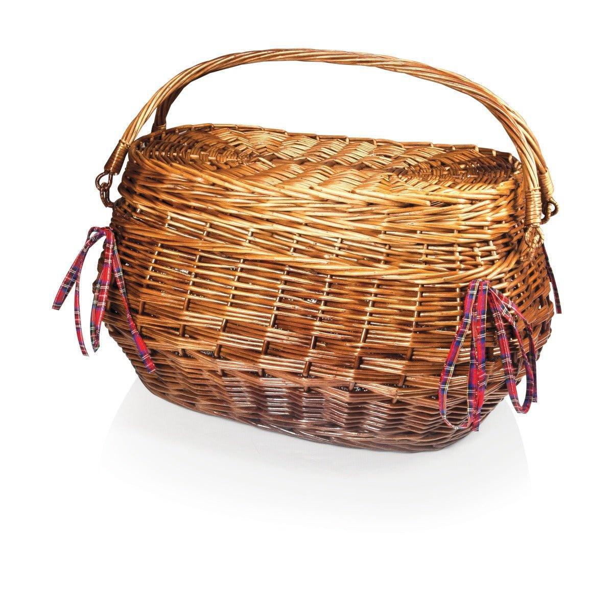 Camden Deluxe Picnic Basket - Premium Chestnut Brown Willow Wicker Picnic Hamper with Complete Dining Set | Perfect for Outdoor Picnics, Beach Trips & Romantic Dates