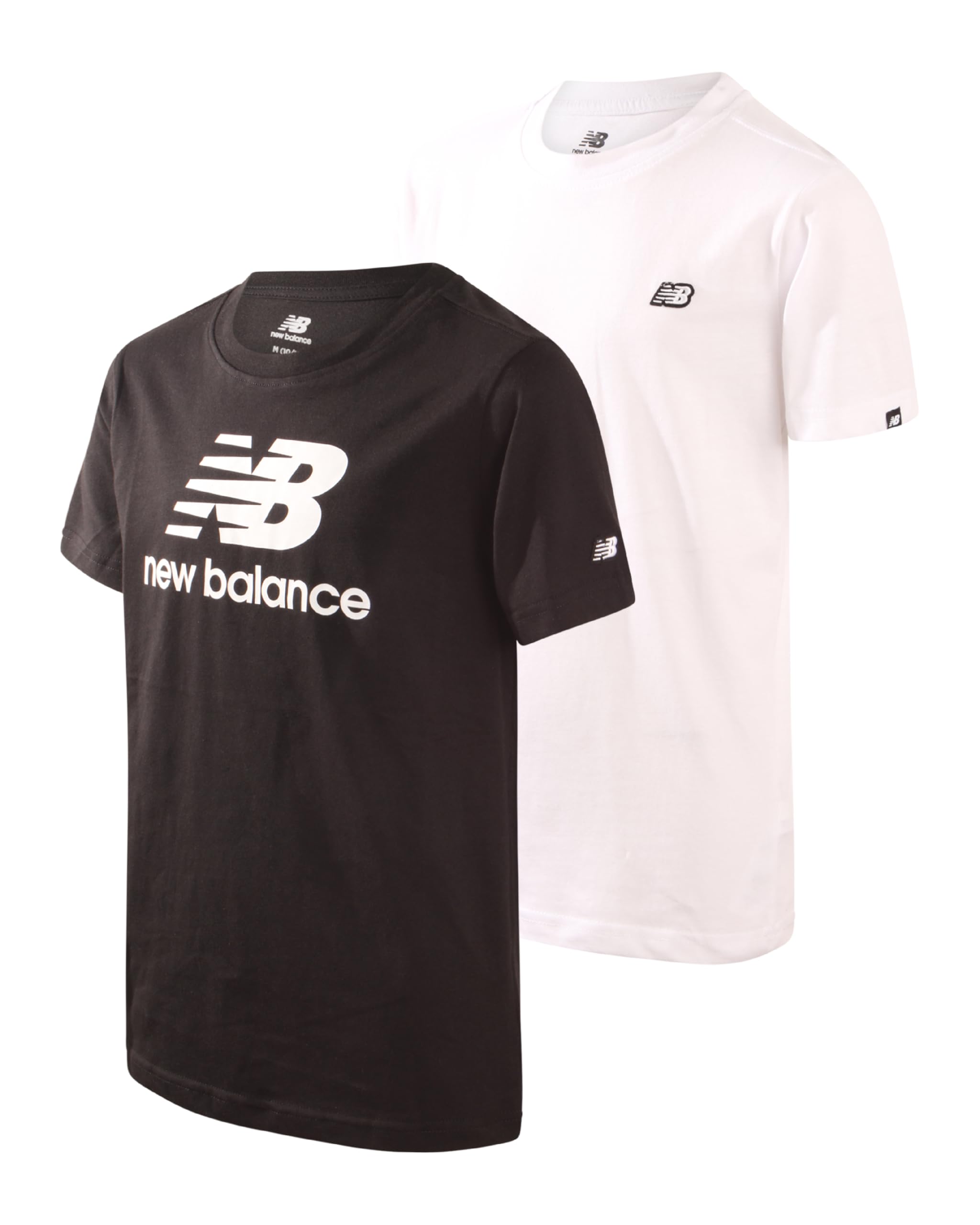 New Balance Boys' 2-Pack Cotton Logo Crewneck Athletic Short Sleeve T-Shirts - Breathable Active Tees for Sports & Casual Wear (Sizes 8-20) - Perfect for Running, School & Everyday Play