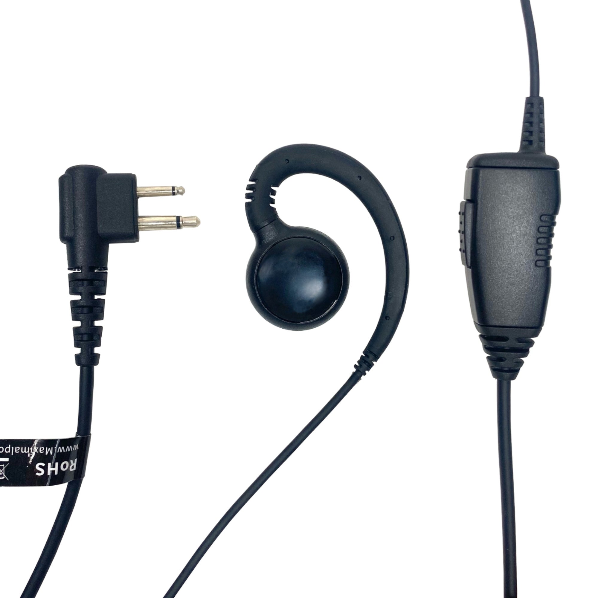 Motorola Two-Way Radio Headset - C-Shaped Swivel Earpiece with PTT Button Mic for CP200, CP110, CP185, CLS1110, CLS1410, EP450, RDM2070D Walkie Talkies | Ideal for Security, Construction & Event Communication